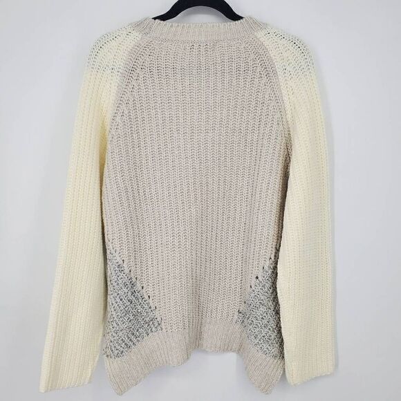 John + Jenn Chunky Knit Color Block Sweater Cream Gray Size XL‎ - Picture 6 of 6